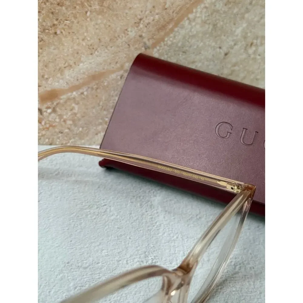 NEW Gucci GG0026O Nude Pink Cat Eye Eyeglasses Frames